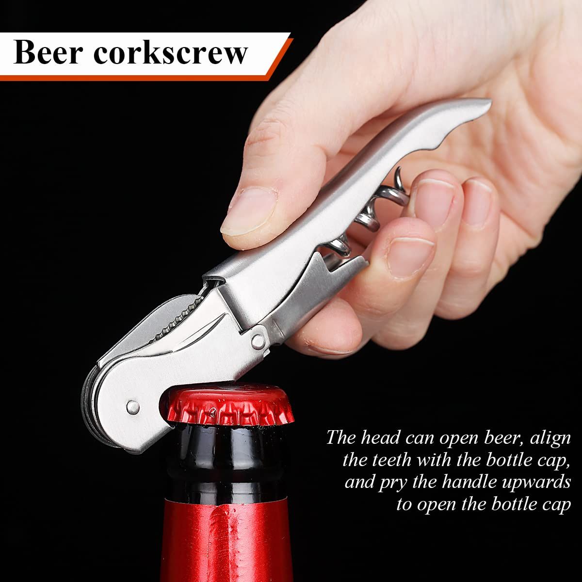 Waiter Corkscrew Wine Key Wine Opener with Foil Cutter,Stainless Steel Classic All-in-one Corkscrew Double Hinged Corkscrew-2pcs