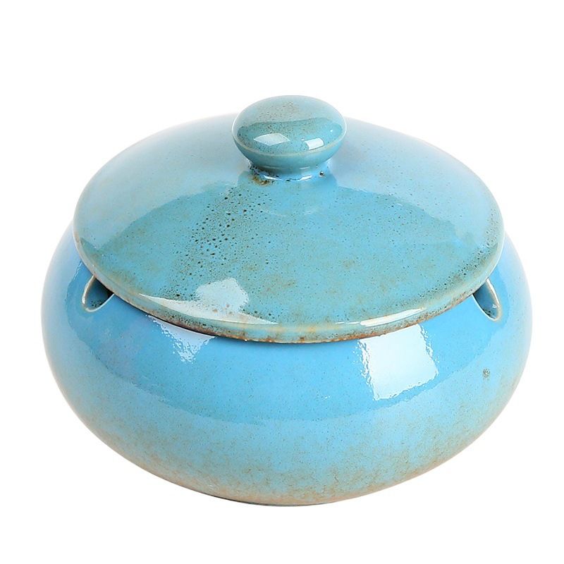 Ashtray, Outdoor Ashtray with Lid Smokeless Waterproof Ash Tray, Ceramic Ashtray for Cigarettes Home Office, Porch Patio