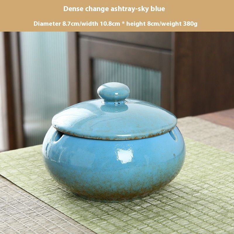 Ashtray, Outdoor Ashtray with Lid Smokeless Waterproof Ash Tray, Ceramic Ashtray for Cigarettes Home Office, Porch Patio