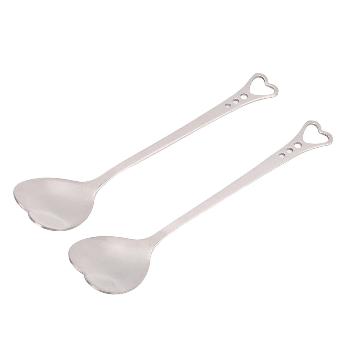 Coffee Dessert Spoon, 2Pcs Coffee Spoon Heart Shaped Design Metal Stirring Spoon for Tea Dessert Drinks Ice Cream (Silver