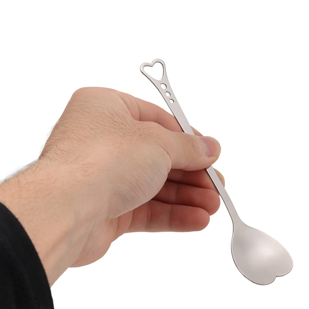 Coffee Dessert Spoon, 2Pcs Coffee Spoon Heart Shaped Design Metal Stirring Spoon for Tea Dessert Drinks Ice Cream (Silver