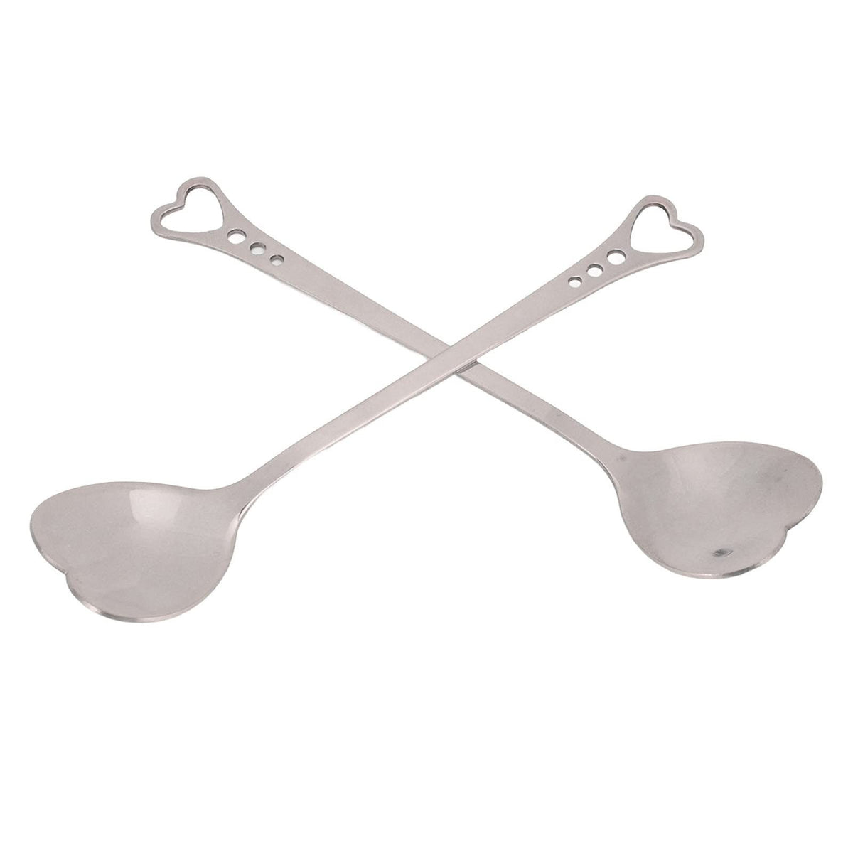 Coffee Dessert Spoon, 2Pcs Coffee Spoon Heart Shaped Design Metal Stirring Spoon for Tea Dessert Drinks Ice Cream (Silver
