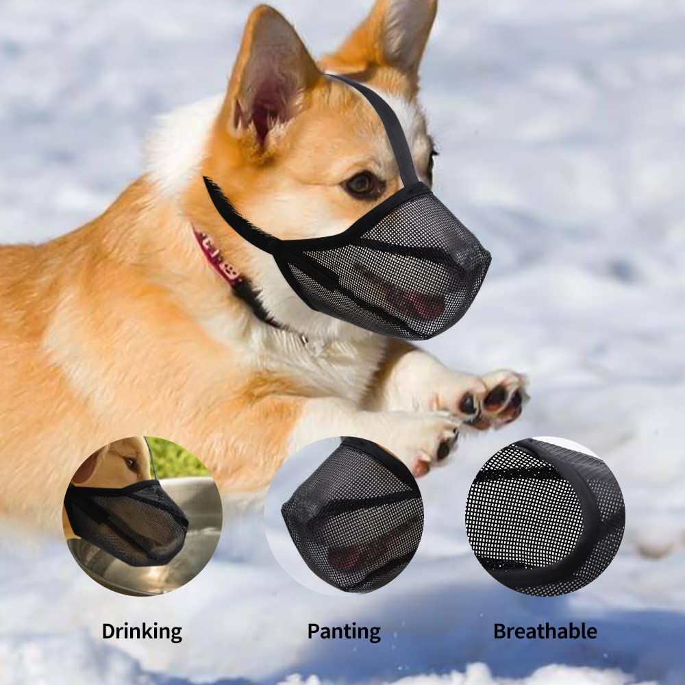 Dog Muzzle, Soft Mesh Covered Muzzles for Small, Medium, Large and  Dogs, Muzzle with Adjustable Straps, Prevent Barking (Black)