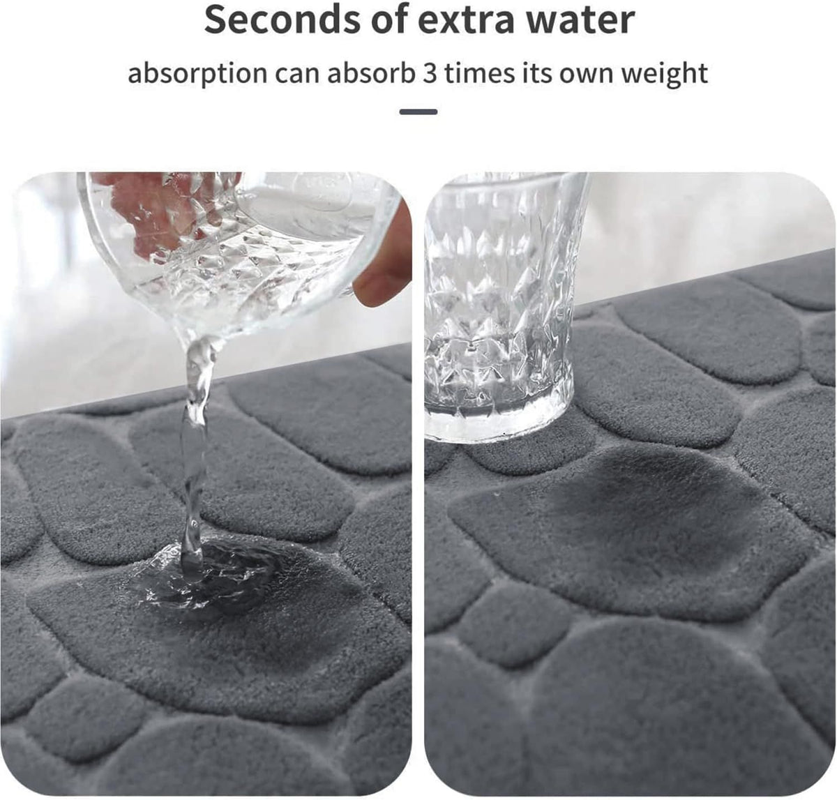 Memory Foam Bath Mat Cobblestone Bathroom Rugs Super Water Absorbent Machine Washable Bath Rugs(Dark Gray)