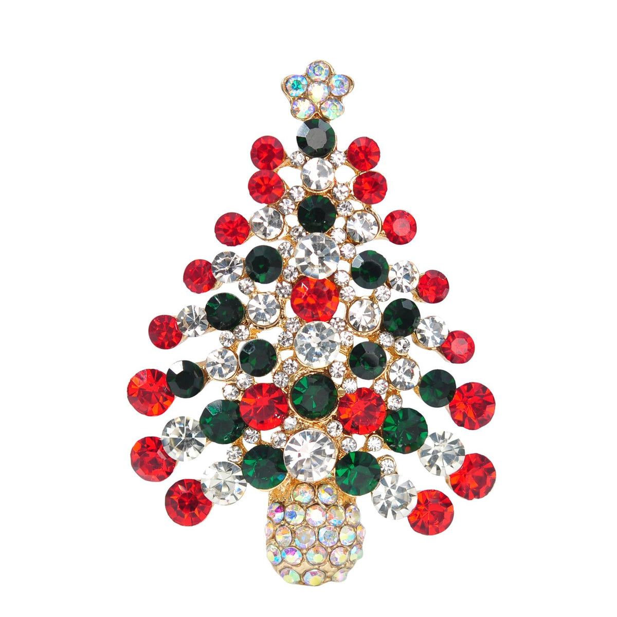Holiday Christmas Jewelry Xmas Tree Brooch Pin With Colorful Crystal Lights  for  Claus Snowman Jingle Bells Jewelry Pins