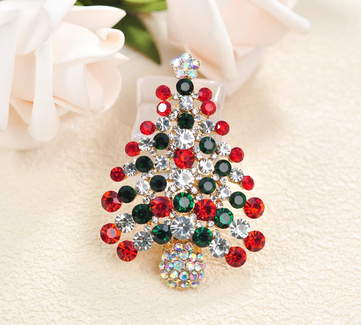 Holiday Christmas Jewelry Xmas Tree Brooch Pin With Colorful Crystal Lights  for  Claus Snowman Jingle Bells Jewelry Pins