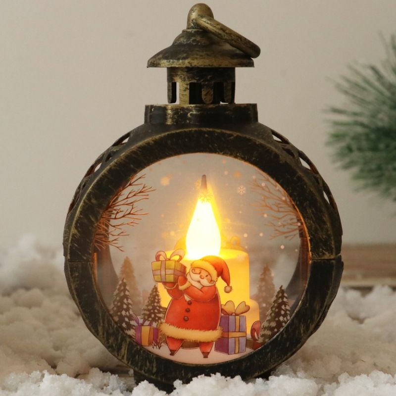 4pc Christmas Singing Snow Globe Lantern Battery Operated Lighted Snow Globe Halloween Decorations Glitter Lantern