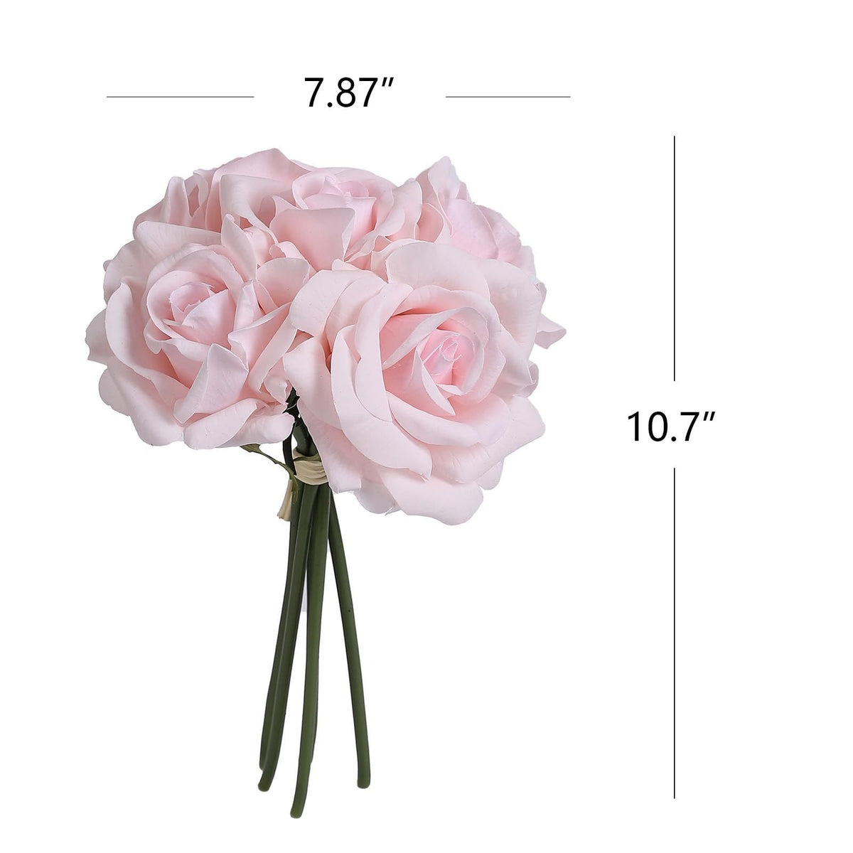 Artificial Rose Real Touch Silk Floral Arrangements  5 Head Bouqet Flower Wedding Decor Festival Roses Centerpiece (Light Pink)