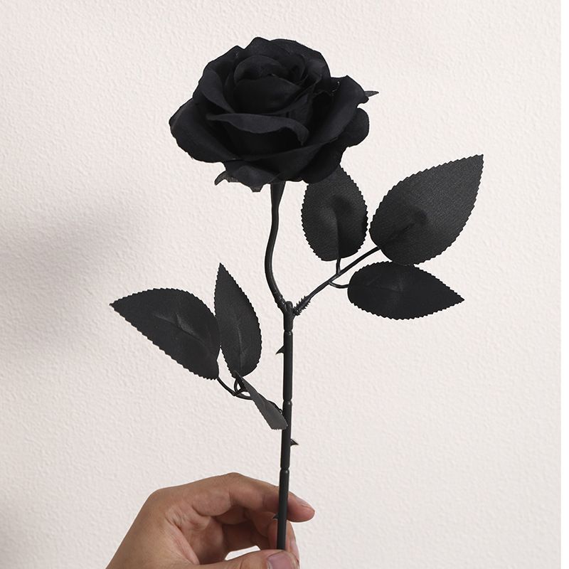 5Pcs Roses Artificial Flowers, Black Roses Artificial Flowers Fake Flower Silk Stem Realistic Blossom Flora for DIY Home Office