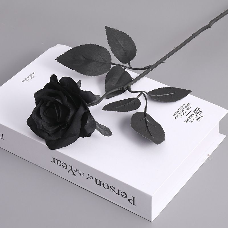 5Pcs Roses Artificial Flowers, Black Roses Artificial Flowers Fake Flower Silk Stem Realistic Blossom Flora for DIY Home Office