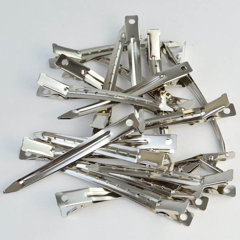 14 Packs Duck Bill Clips, Rustproof Metal Alligator Curl Clips with Holes for Hair Styling, Hair Coloring, Silver