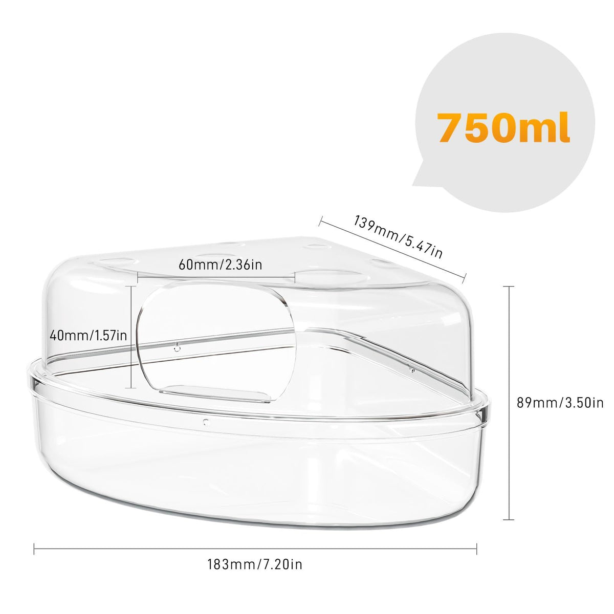 Hamster Sand Bath Box - Transparent Critter's Litter Box Sand Bath Shower Room & Digging Container Heighten Version for Guinea