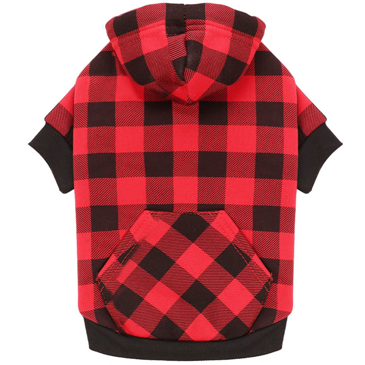 Red Buffalo Plaid Dog Clothes Warm and Soft Breathable Cozy Small Dog Hoodies Dog Sweaters for Small Dogs with Pocket