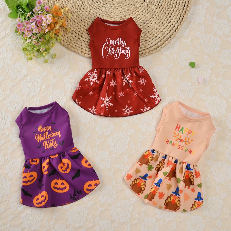 3 Pieces Halloween Thanksgiving Christmas Festival Dog Dresses Pumpkin Bat Dog Costume Apparel for Small Dogs Pet, S
