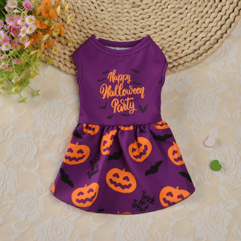 3 Pieces Halloween Thanksgiving Christmas Festival Dog Dresses Pumpkin Bat Dog Costume Apparel for Small Dogs Pet, S