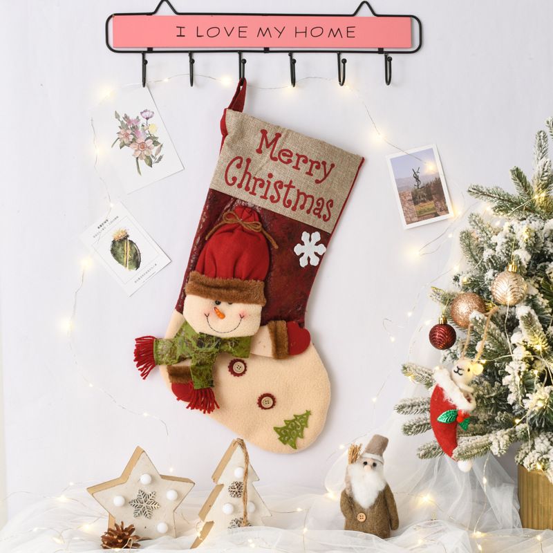 Large Christmas Stockings,3D Snowman Reindeer Santa Claus Christmas Socks Fireplace Hanging Socks Candy Gift Bag
