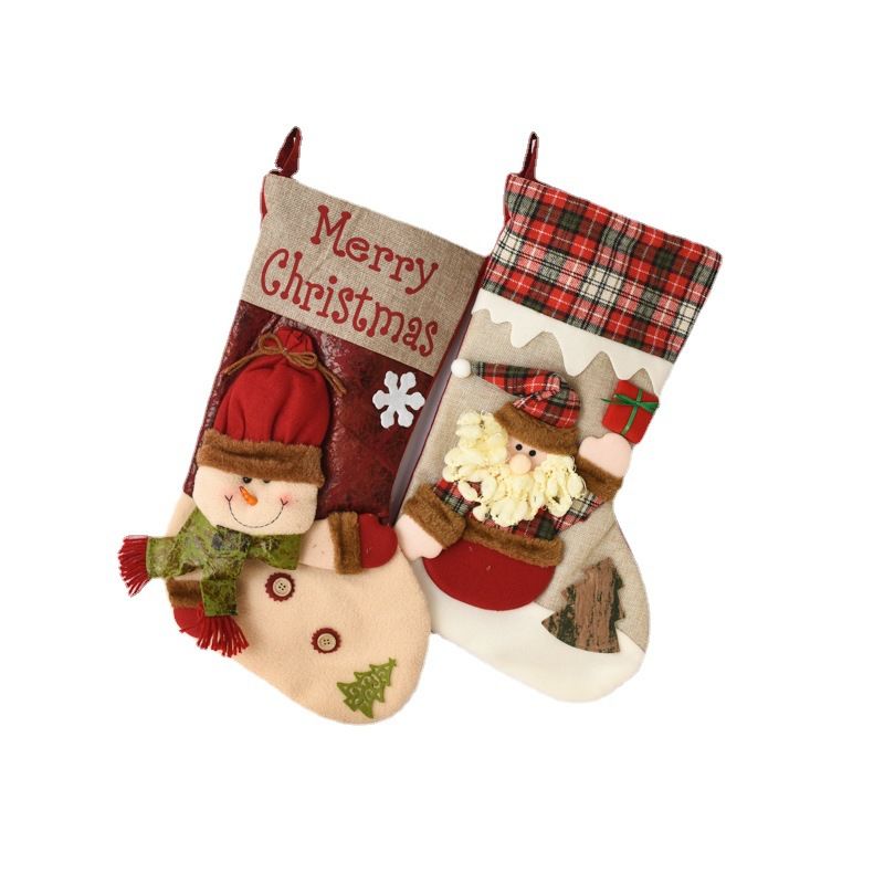 Large Christmas Stockings,3D Snowman Reindeer Santa Claus Christmas Socks Fireplace Hanging Socks Candy Gift Bag