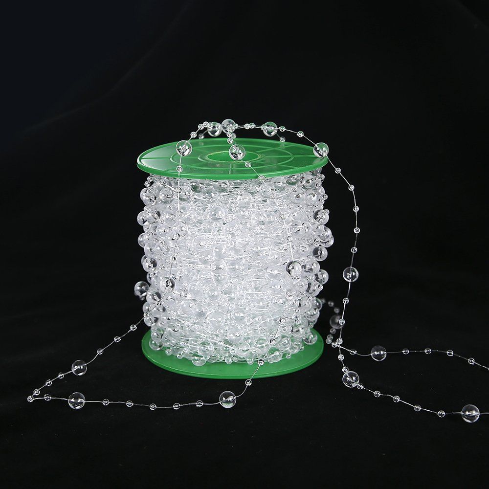 Acrylic Crystal Clear Beads String Roll, Party Garland Wedding Centerpieces Bridal Bouquet Crafts Decoration