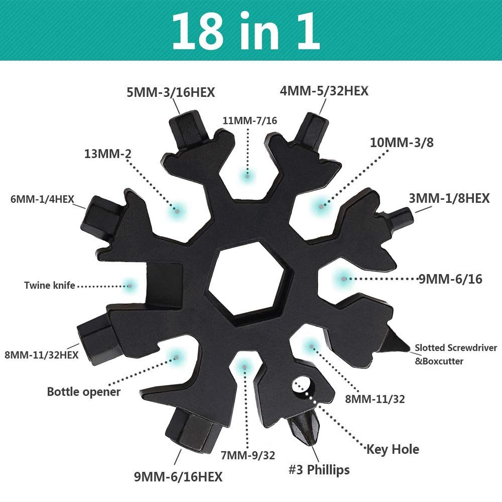 Gifts for Men, Snowflake Multi Tool, Stocking Stuffers for Men, Cool Camping Tool Gadgets for Men, Unique Gifts