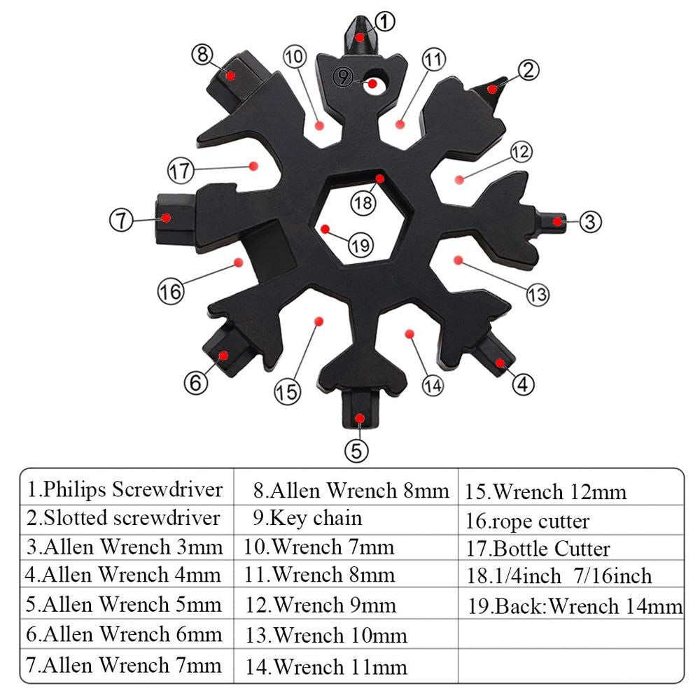 Gifts for Men, Snowflake Multi Tool, Stocking Stuffers for Men, Cool Camping Tool Gadgets for Men, Unique Gifts