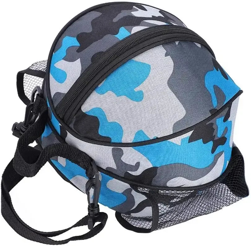Sports backpack waterproof ball bag holder with 2 adjustable shoulder straps and 2 side mesh pockets, suitable for football