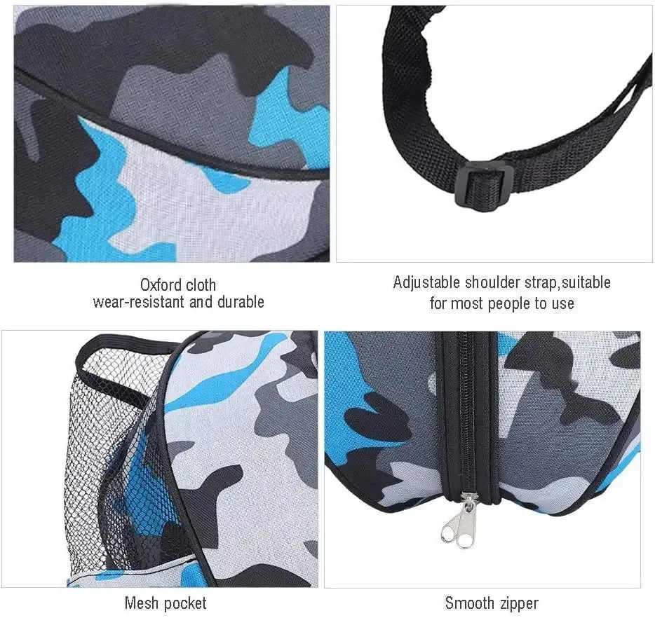 Sports backpack waterproof ball bag holder with 2 adjustable shoulder straps and 2 side mesh pockets, suitable for football