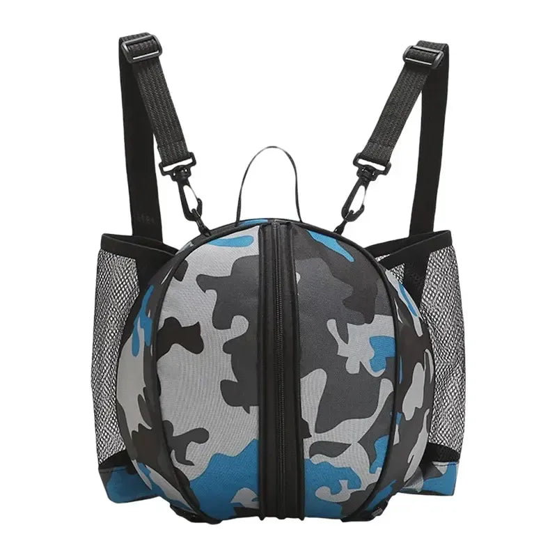 Sports backpack waterproof ball bag holder with 2 adjustable shoulder straps and 2 side mesh pockets, suitable for football