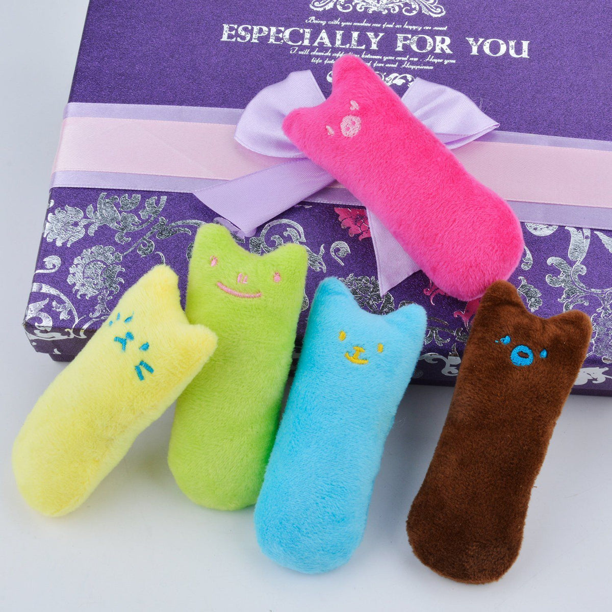 5Pcs Bite Resistant Catnip Toys for Cats,Catnip Filled Cartoon Mice Cat  Chew Toy (Multicolored)Cat Catnip Toys