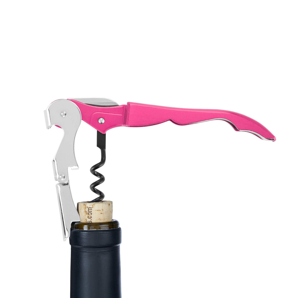 Pink Double Hinged Waiter’s Corkscrew, Stainless Steel Wine Key with Foil Cutter Small， Steel Double Lever Waiter's Corkscrew