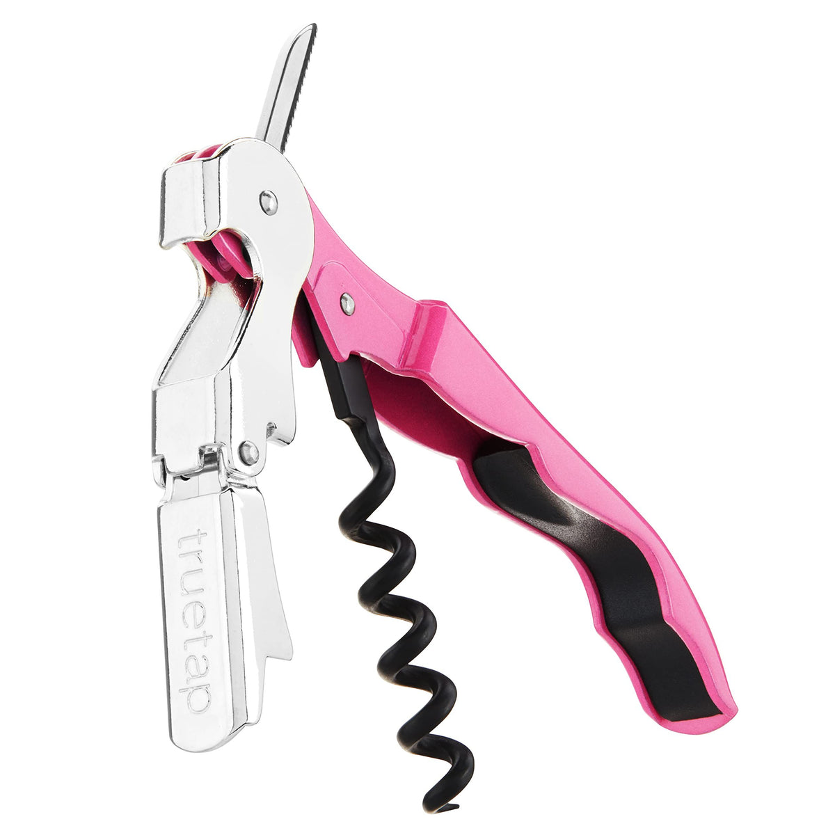 Pink Double Hinged Waiter’s Corkscrew, Stainless Steel Wine Key with Foil Cutter Small， Steel Double Lever Waiter's Corkscrew