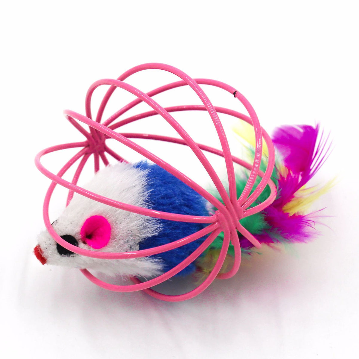 Color Random
，Funny Plush Mouse in a Cage Ball Toy for Kittens - Lifelike Hollow Chew Mice, Self Entertainment and Training Cats