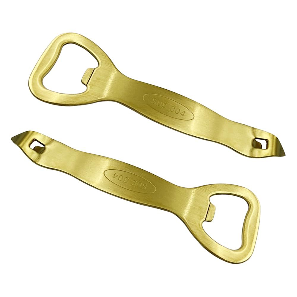 2PCS Gold Bottle Opener Stainless Steel Can Punch Opener Church Key Can Opener Beer Openers for Bar Kitchen Party