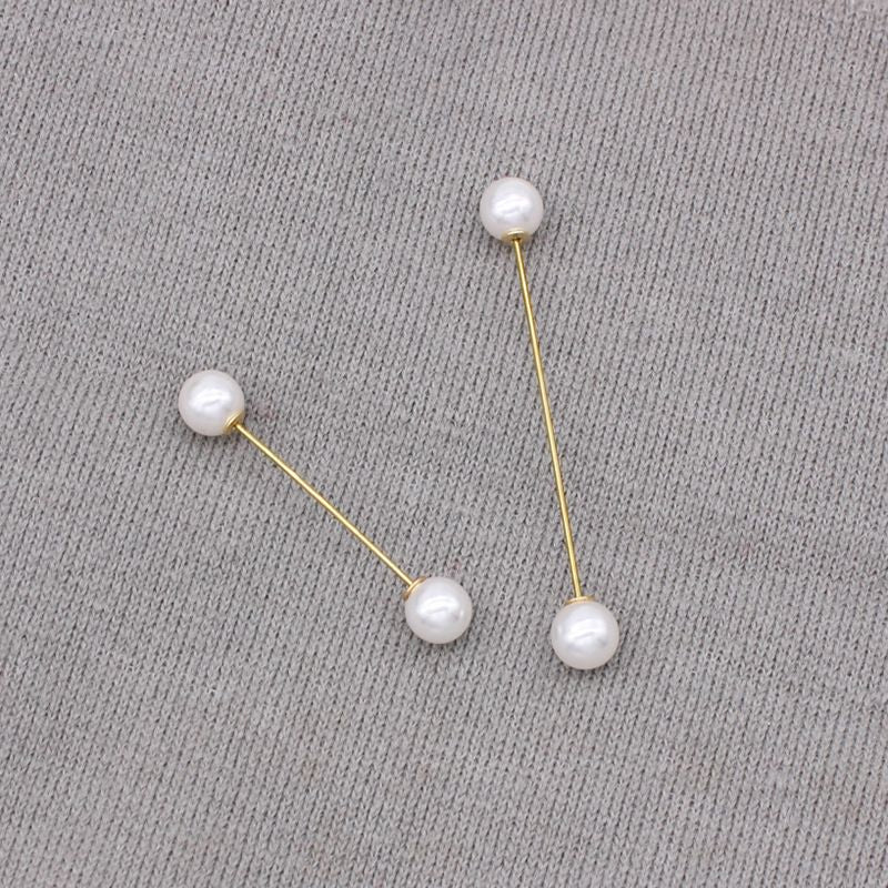 4 Pieces Sweater Shawl Clips Pearl Brooch Pins for Women Cardigan Sweater Clip Double Faux Pearl Brooches Vintage Shirts Pin for Clothes Women Girl Costume Accessory