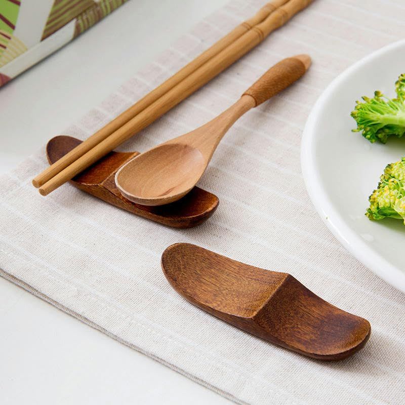 Chopstick Holder 4 Pieces Wooden Chopstick Holder Household Tableware Storage Rack Kitchen Spoon Chopstick Holder Brown