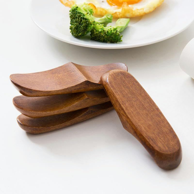 Chopstick Holder 4 Pieces Wooden Chopstick Holder Household Tableware Storage Rack Kitchen Spoon Chopstick Holder Brown