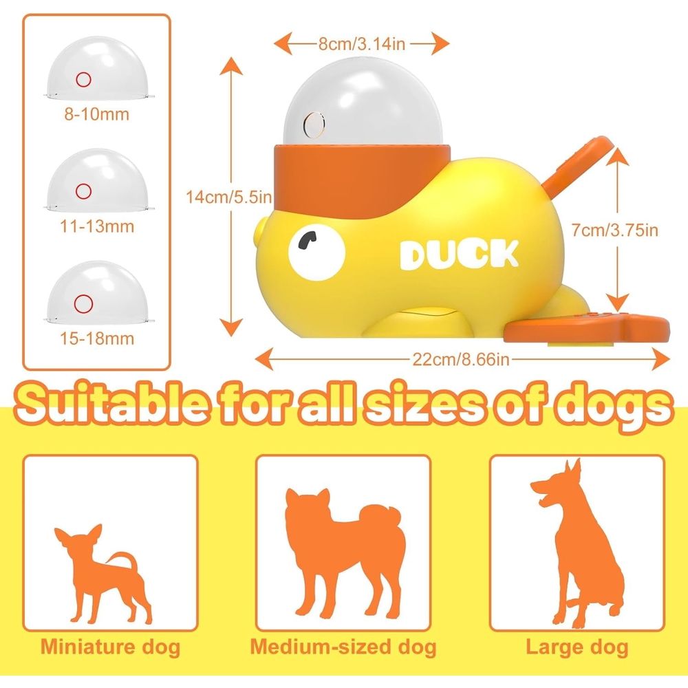 Duck Cat Treat Dispenser, Interactive Dog Toy with 3 Challenge Lids for IQ Training and Mental Enrichment, Mental Enrichment for Small, Medium & Large Dogs