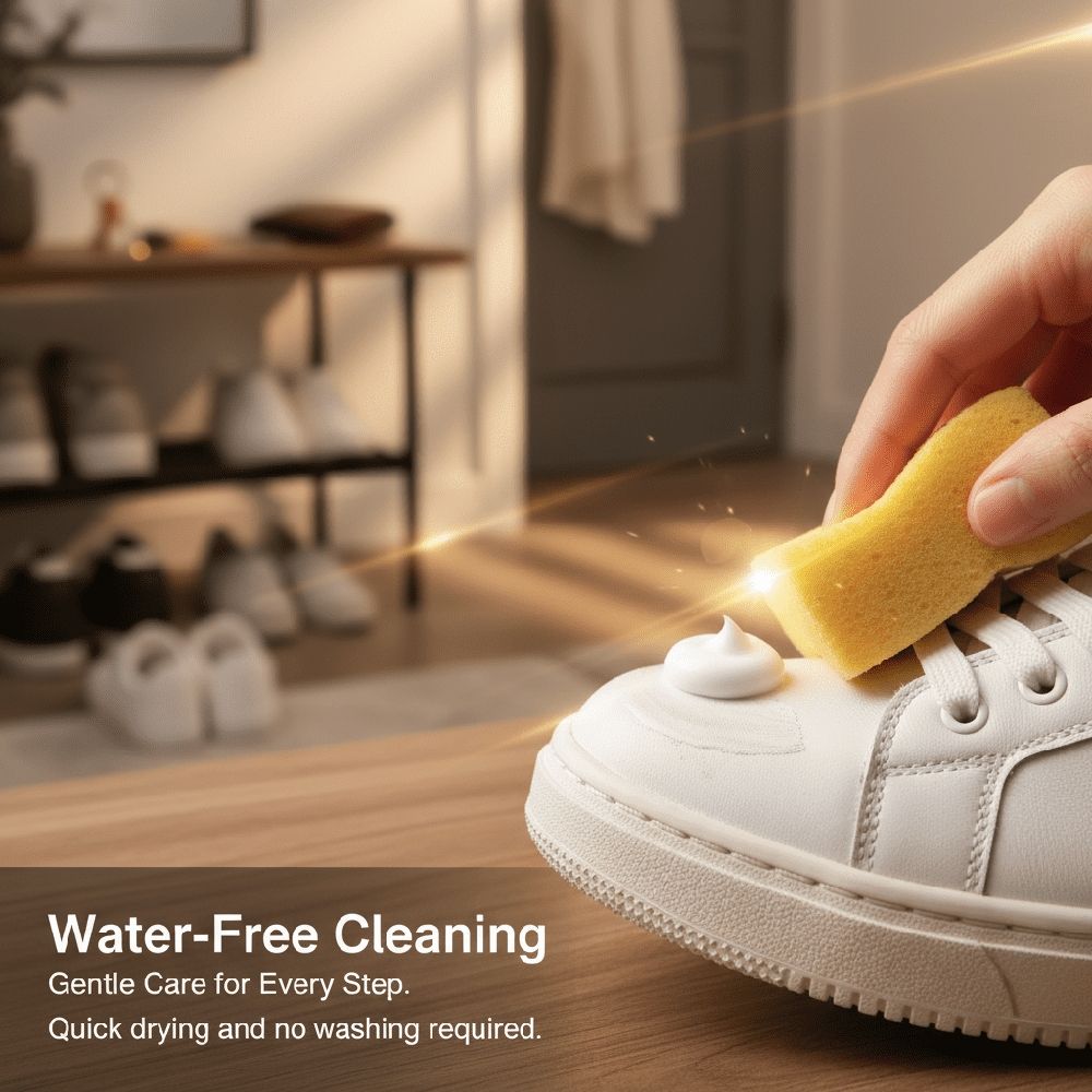 2PCS White Shoes Solid Clean Cream, Multipurpose No-Wash Solid Cleaning Cream - Comes with Sponge Removes Stains, White Shoe Cleaner for Quick Brightening