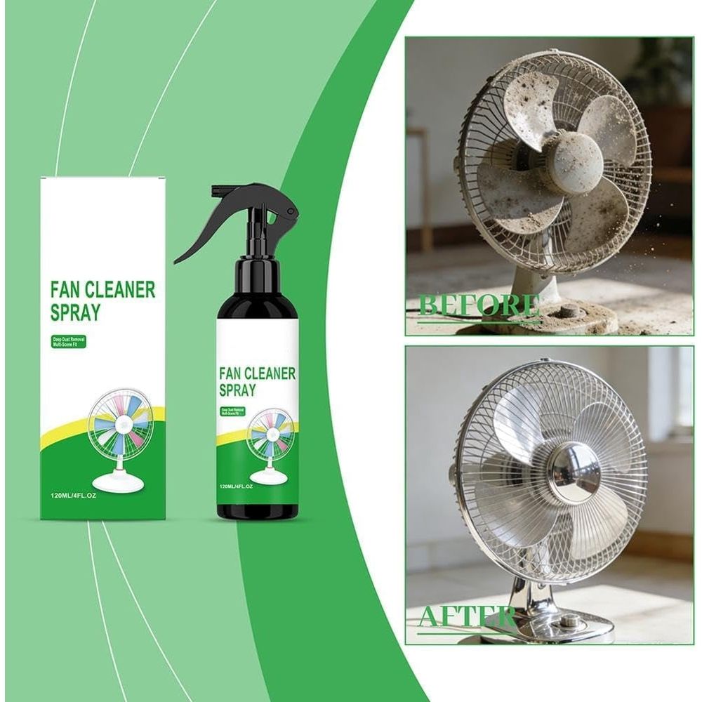 Fan Cleaner Spray, 120ml No-Disassembly Fan Blade Cleaner for Ceiling & Tower Fans, Powerful Dust and Grease Removal Solution, Safe Non-Rinse Formula for Household Electric Fans