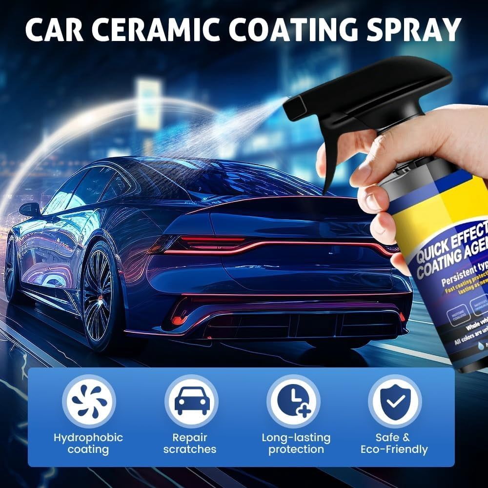 Advanced Car Quick-acting Coating Agent Spray,  New Quick Effect Coating Agent for Car Paint Care Advanced Hydrophobic Nano Ceramic Wax for Vehicles Shine