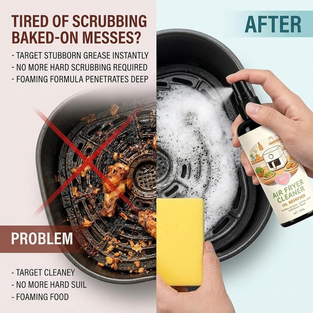 2-in-1 Air Fryer Cleaner and Degreaser Spray, Powerful Kitchen Degreaser Foam Spray, Multi-Use Degreaser Spray for Grill, Oven, Home Kitchen