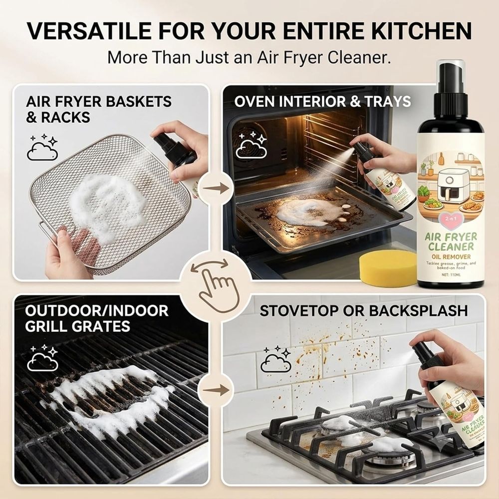 2-in-1 Air Fryer Cleaner and Degreaser Spray, Powerful Kitchen Degreaser Foam Spray, Multi-Use Degreaser Spray for Grill, Oven, Home Kitchen
