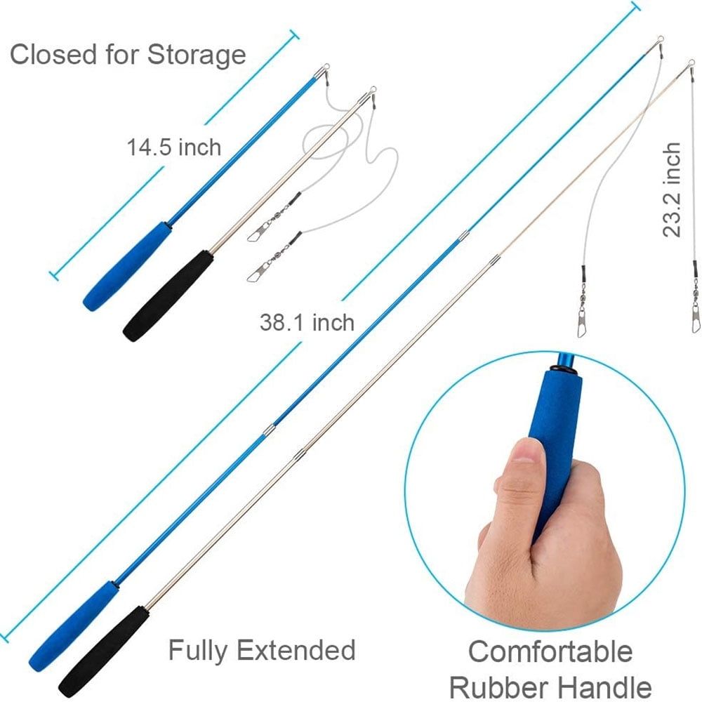 14s Cat Toys Feather Toy, 2PCS Retractable Cat Wand Toys and 12PCS Replacement Teaser with Bell Refills, Interactive Catcher Teaser and Funny Exercise for Kitten & Cats