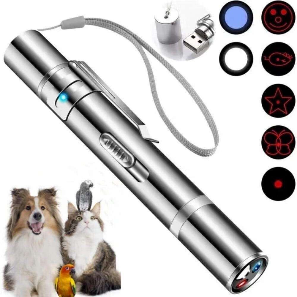 Cat Toys,Laser Pointer with 5 Adjustable Patterns,USB Recharge Laser,Long Range and 3 Modes Training Chaser Interactive Toy,Dog Laser Toy