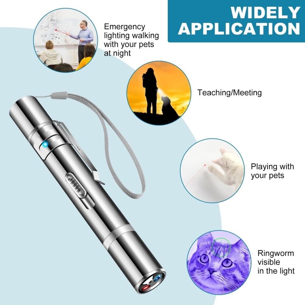 Cat Toys,Laser Pointer with 5 Adjustable Patterns,USB Recharge Laser,Long Range and 3 Modes Training Chaser Interactive Toy,Dog Laser Toy