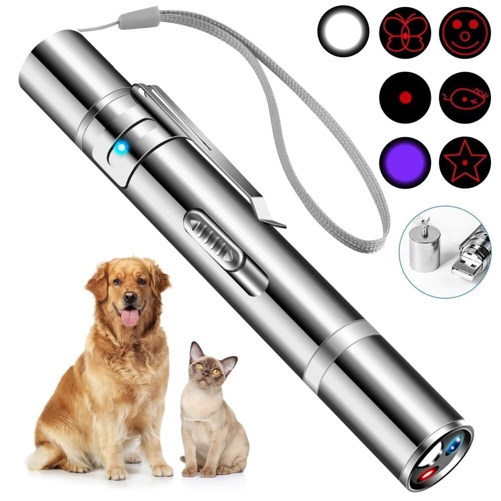 Cat Toys,Laser Pointer with 5 Adjustable Patterns,USB Recharge Laser,Long Range and 3 Modes Training Chaser Interactive Toy,Dog Laser Toy