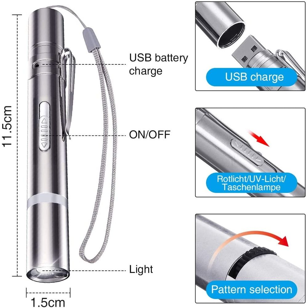 Cat Laser Pointer Toy,USB Rechargeable for Cats Dogs Chaser Toys,Interactive Exercise Multi Pattern Pet Command Light,7 in 1 Function,5 Pattern