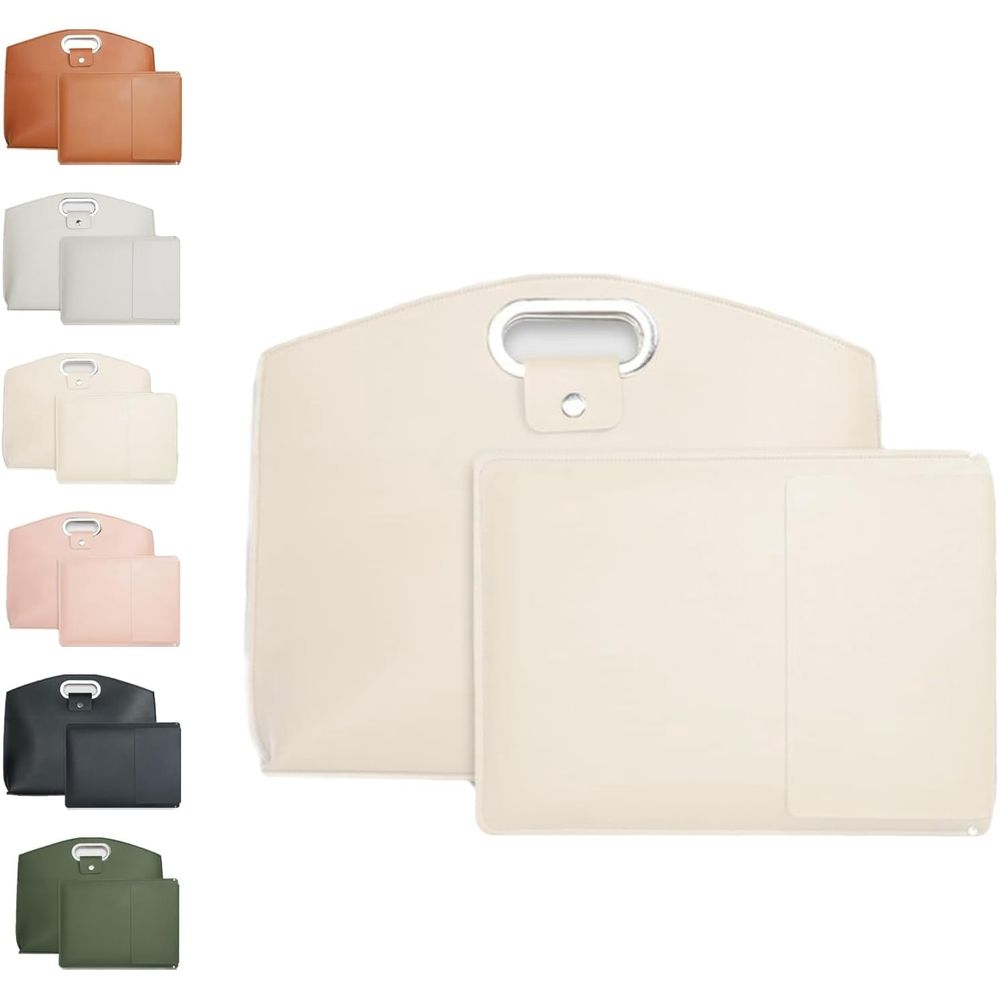 Laptop Tote Bag Set, 2-Piece Waterproof Leather Computer Briefcase & Crossbody Purse for Women, Professional Work Tote with Organizer for 14-15.6 Inch Laptops