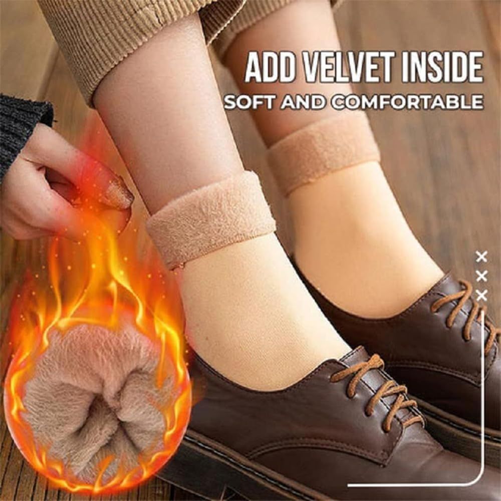 Snuggly Velvet Winter Thermal Socks, 6/12-Pairs Cozy Thickened Soft Fleece Lined Socks for Men and Women, Extremely Warm Cold Weather Socks for Indoor Outdoor Daily Use