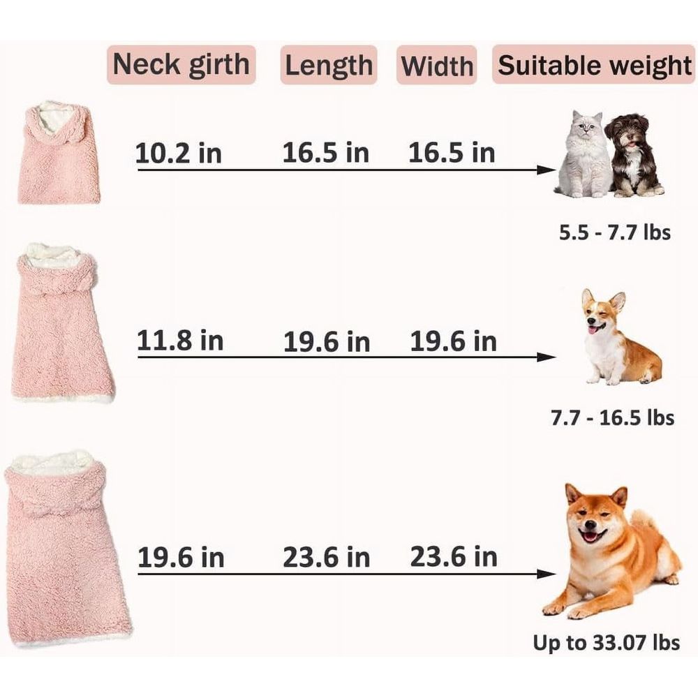 Dog Cape Blanket, Adjustable Pet Cape with Snap Buttons and Hood, Soft Flannel Warm Blanket for Small to Large Dogs for Indoor and Outdoor Use
