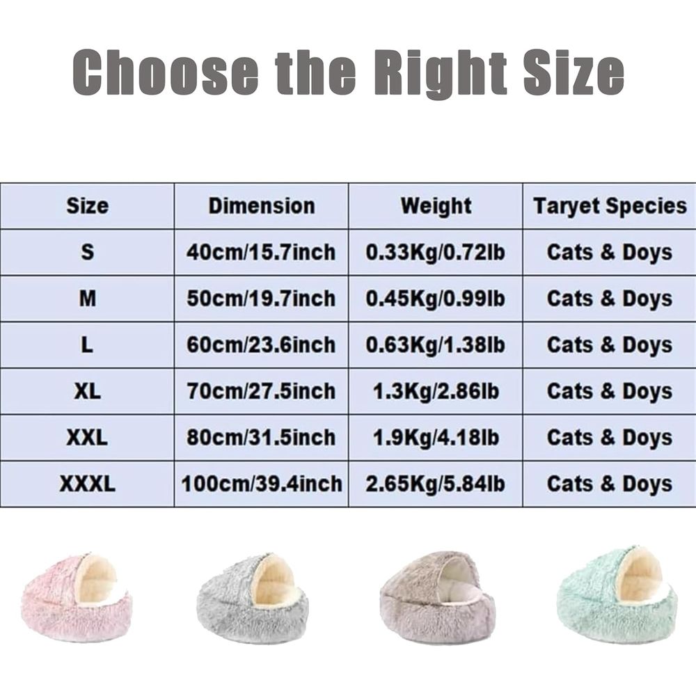 New Plush Hooded Cat Bed, 15.7In Round Plush Fluffy Hooded Cat Beds, Washable Faux Fur Enclosed Nest, Cozy Pod for Indoor Cats or Small Dogs